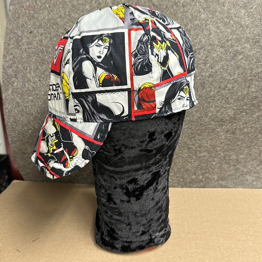 Welding Cap, cotton, lined, padded flap, deep cap, Reversible